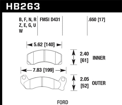 Hawk 1987-1993 Ford Mustang GT 5.0 HPS 5.0 Front Brake Pads - eliteracefab.com