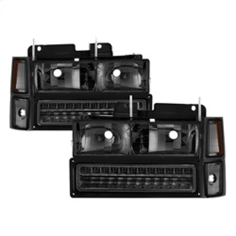 Xtune 92-94 Blazer Full Size Corner/LED Bumper Headlights Smoke HD-JH-CCK88-LED-AM-SM-SET - eliteracefab.com