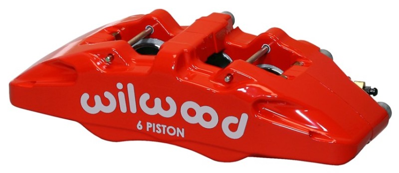 Wilwood Caliper-Forged Dynapro 6 5.25in Mount-Red-R/H 1.62/1.38in/1.38in Pistons .38in Disc Wilwood