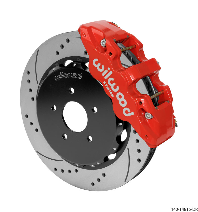 Wilwood AERO6 Front Hat Kit 14.00 Drilled Red 03-09 Nissan 350Z w/Lines Wilwood