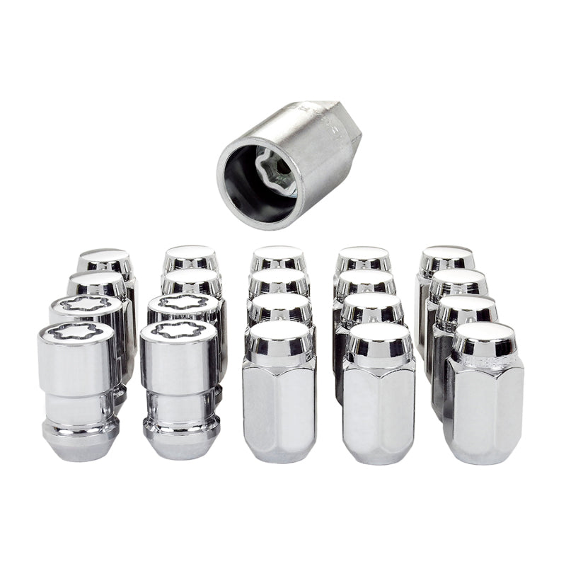 McGard 5 Lug Hex Install Kit (Clamshell) w/Locks (Cone Seat Nut) M12X1.5 / 13/16 Hex - Chrome - eliteracefab.com