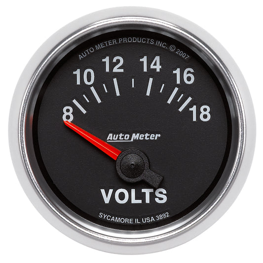 Autometer GS 52mm 8-18 Volts Short Sweep Electronic Voltmeter Gauge 3892