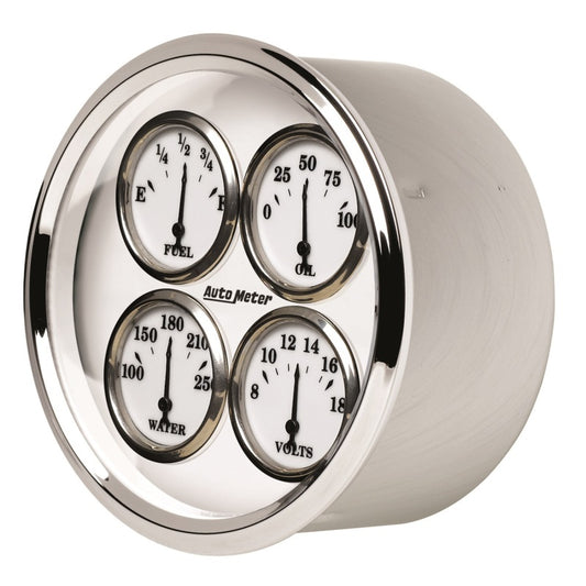 AutoMeter Gauge Quad 5in. 0 Ohm(e) to 90 Ohm(f)Elec Old Tyme White II 1213