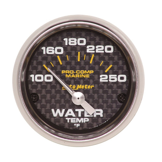 Autometer Marine Carbon Fiber Ultra-Lite 2-1/16in 100-250 Degrees Electric Water Temperature Gauge 200762-40