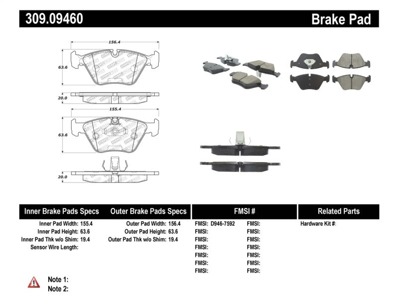 STOPTECH PERFORMANCE 04-09 BMW X3 (E38) / 06-09 Z4 3.0SI (E86) / 00-07 330 SERIES FRONT BRAKE PADS, 309.09460 - eliteracefab.com