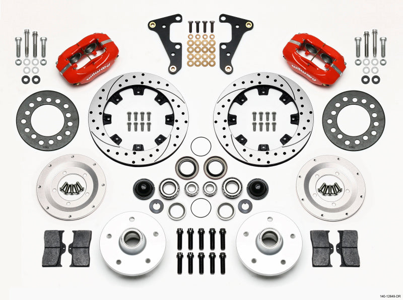 Wilwood Forged Dynalite Front Kit 11.75in Drilled Red 41-55 Cadillac Wilwood