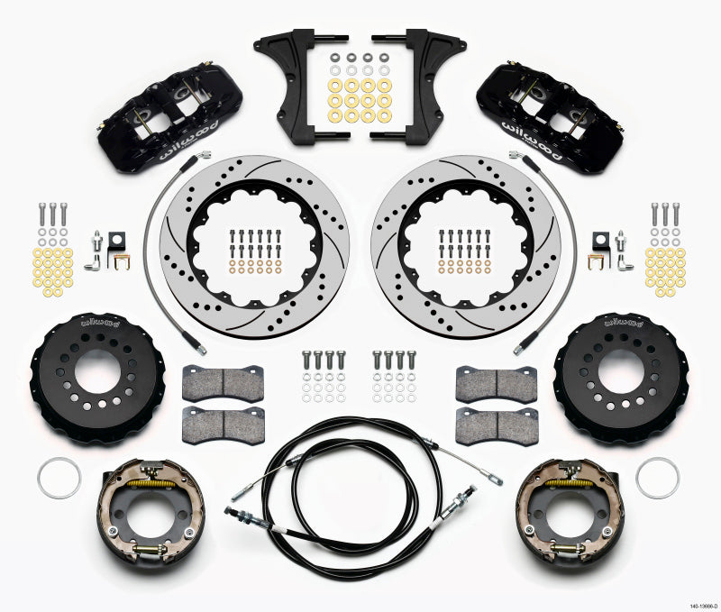 Wilwood AERO4 Rear Kit 14.00 Drilled 2005-2014 Mustang w/ BMR Suspn. w/Lines Wilwood