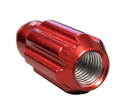 NRG 500 Series M12 X 1.5 Bullet Shape Steel Lug Nut Set - 21 Pc w/Lock Key - Red - LN-LS500RD-21