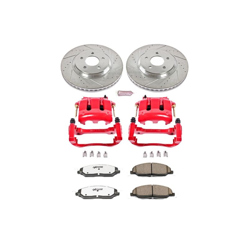 Power Stop 05-10 Ford Mustang Front Z26 Street Warrior Brake Kit w/Calipers - eliteracefab.com