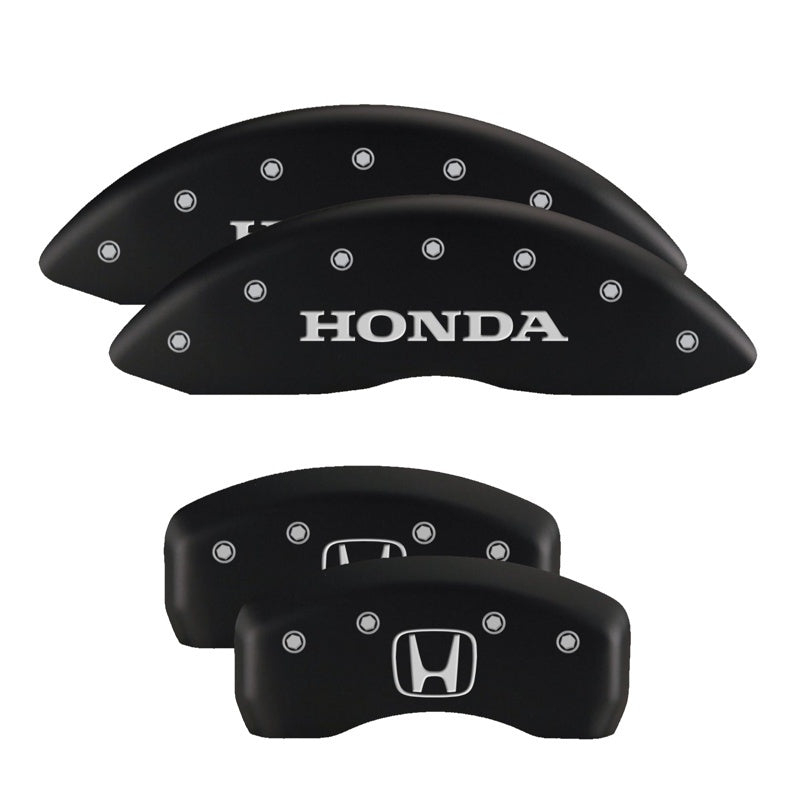 MGP 4 Caliper Covers Engraved Front & Rear Vtech Black finish silver ch MGP