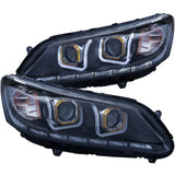 ANZO USA Honda Accord 4dr Projector Headlights W/ U-Bar Black; 2013-2015