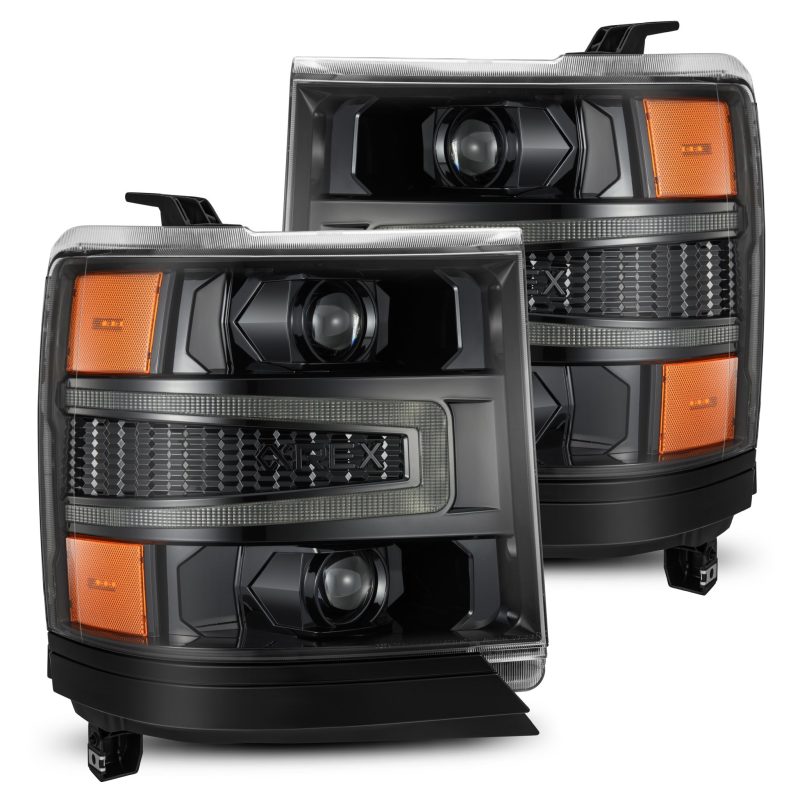 AlphaRex 16-18 Chevy 1500HD LUXX LED Proj Headlights Alpha-BK w/Seq Atv Lgt / SeqSig (Req PN 810023) - eliteracefab.com