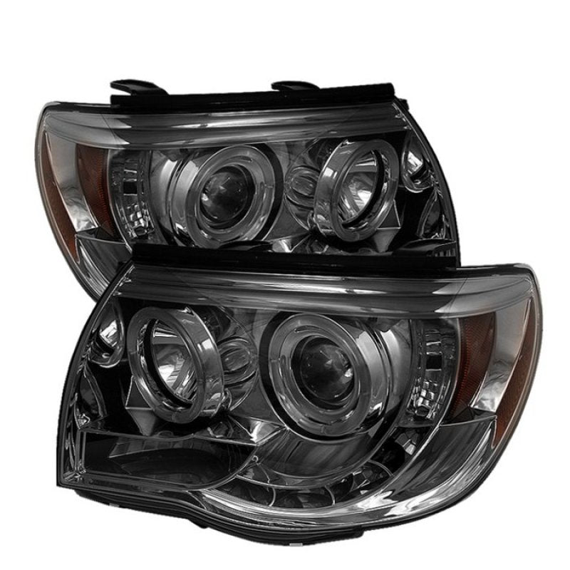 Spyder Toyota Tacoma 05-11 Projector Headlights LED Halo LED Smoke High H1 Low H1 PRO-YD-TT05-HL-SM - eliteracefab.com