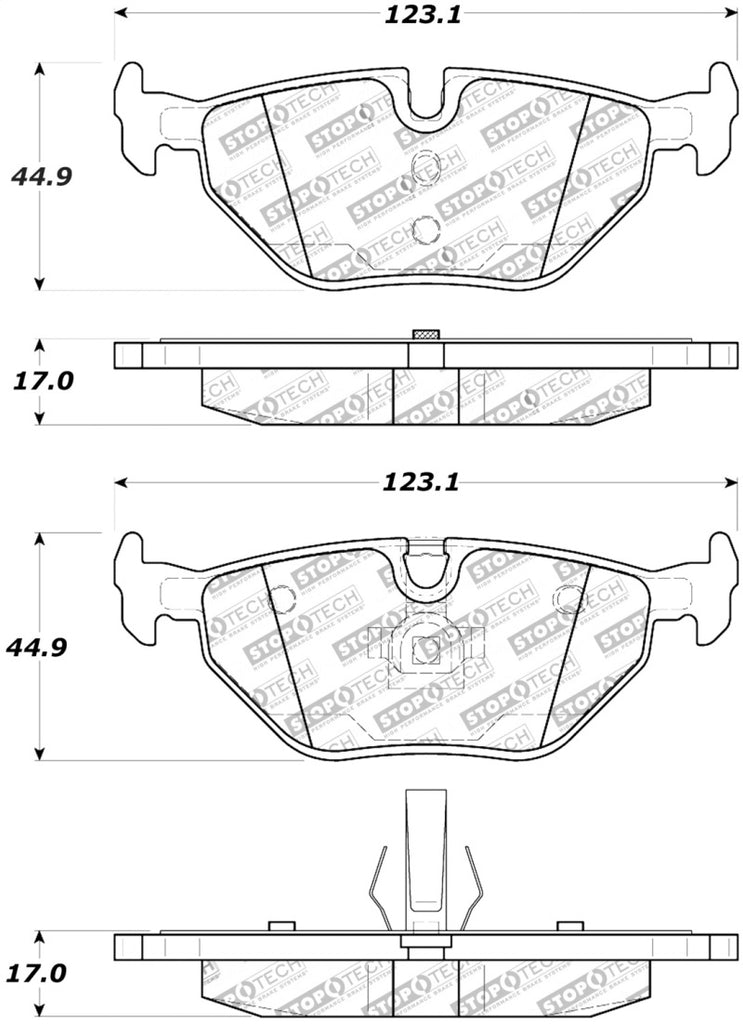 StopTech Street Touring 01-02 BMW Z3 / 03-09 Z4 / 10/90-07 3 Series Rear Brake Pads - eliteracefab.com