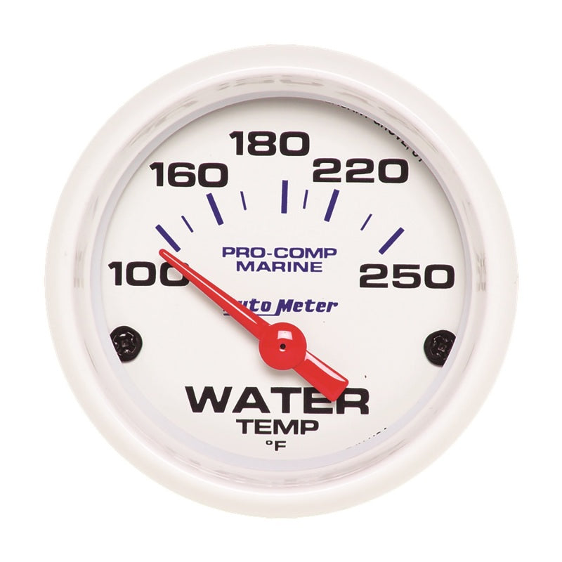 Autometer Marine White Gauge 2-1/16in Electric Water Temperature Gauge 100-250 Deg F 200762