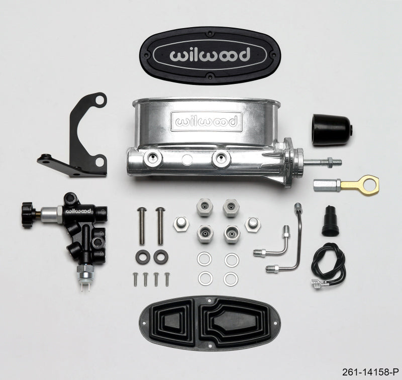 Wilwood HV Tandem M/C Kit w L/H Bracket & Prop Valve - 15/16in Bore Ball Burn.-W/Push Wilwood
