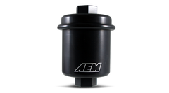 AEM Universal High Flow -10 AN Inline Black Fuel Filter - eliteracefab.com