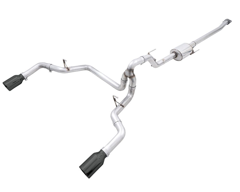 AWE 0FG 21+ Ford F150 Dual Split Rear Cat-Back Exhaust- 5in Diamond Black Tips - eliteracefab.com