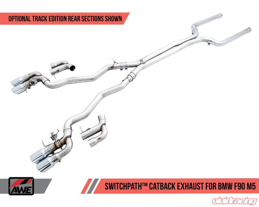 AWE Tuning 18-19 BMW F90 M5 SwitchPatch Cat-Back Exhaust- Black Diamond Tips - eliteracefab.com