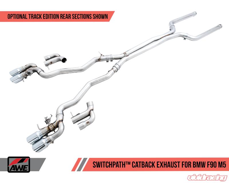 AWE Tuning 18-19 BMW F90 M5 SwitchPatch Cat-Back Exhaust- Black Diamond Tips - eliteracefab.com