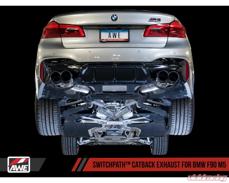 AWE Tuning 18-19 BMW F90 M5 SwitchPatch Cat-Back Exhaust- Black Diamond Tips - eliteracefab.com