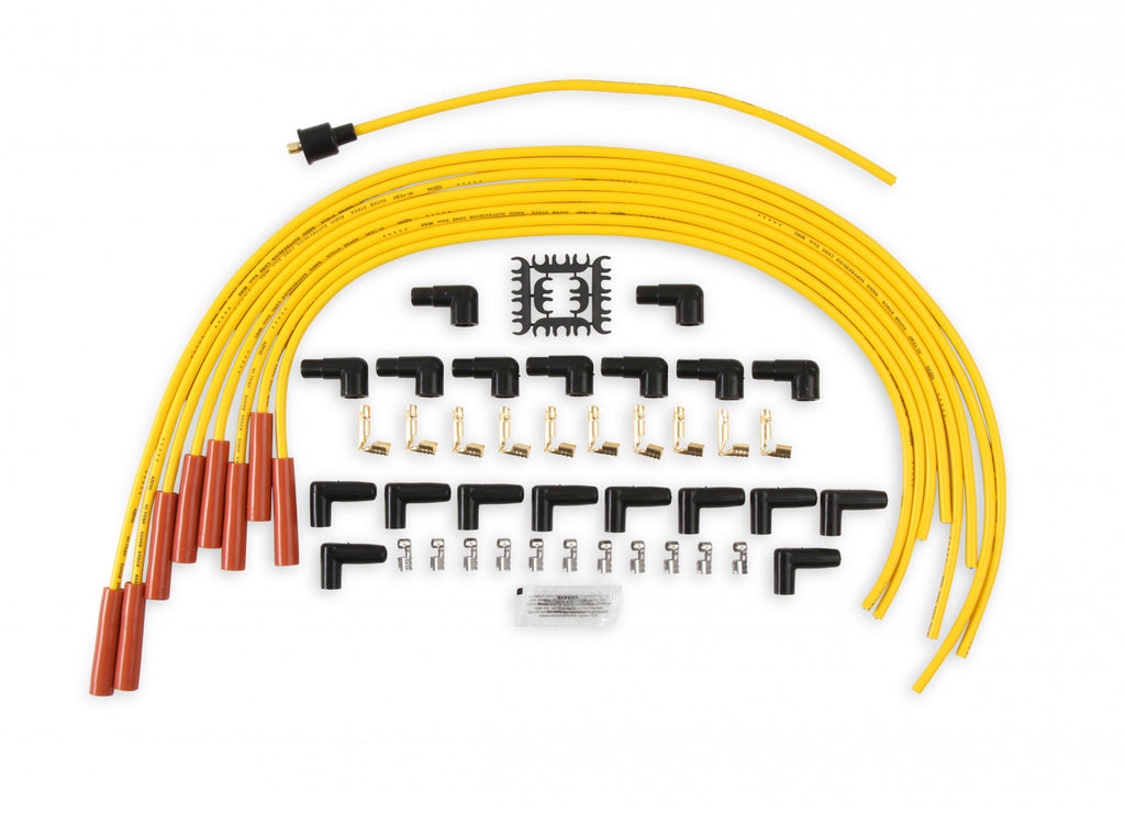 ACCEL Spark Plug Wire Set - 8mm - Yellow with Orange Straight Boots ACC-24040 - eliteracefab.com