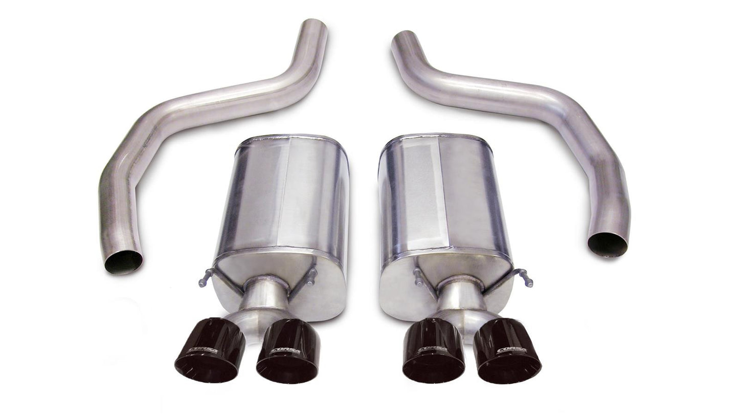 Corsa 06-13 Chevy Corvette C6 Z06 7.0L / 09-13 ZR1 6.2L Black PVD AxleBack Exhaust w/4.5in Twin Tips - eliteracefab.com