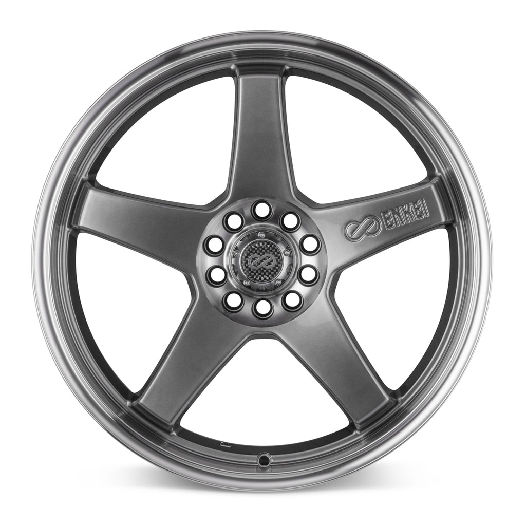 Enkei EV5 17x7 4x100/108 45mm Offset 72.6 Bolt Diameter Hyper Black w/ Machined Lip Wheel - eliteracefab.com