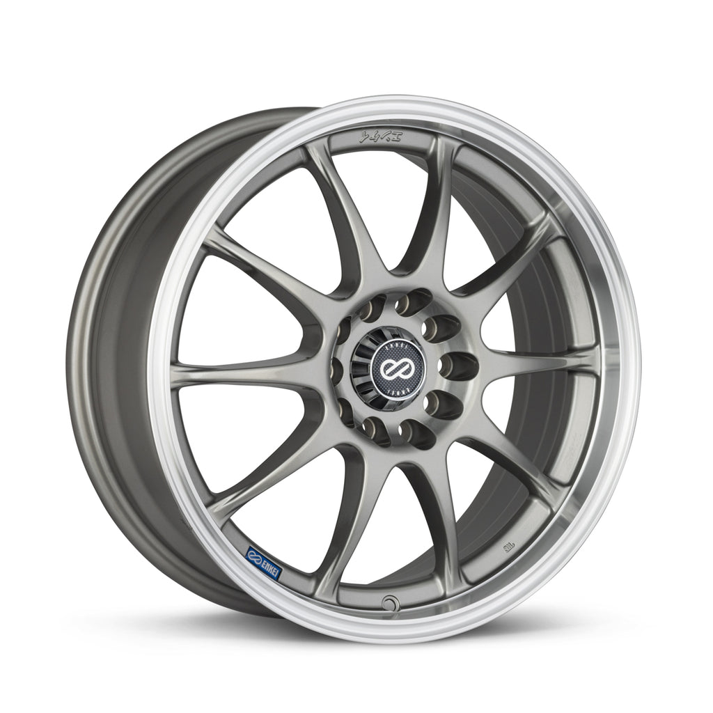 Enkei J10 17x7 4x100/114.3 42mm Offset 72.62mm Bore Dia Silver w/ Machined Lip Wheel - eliteracefab.com