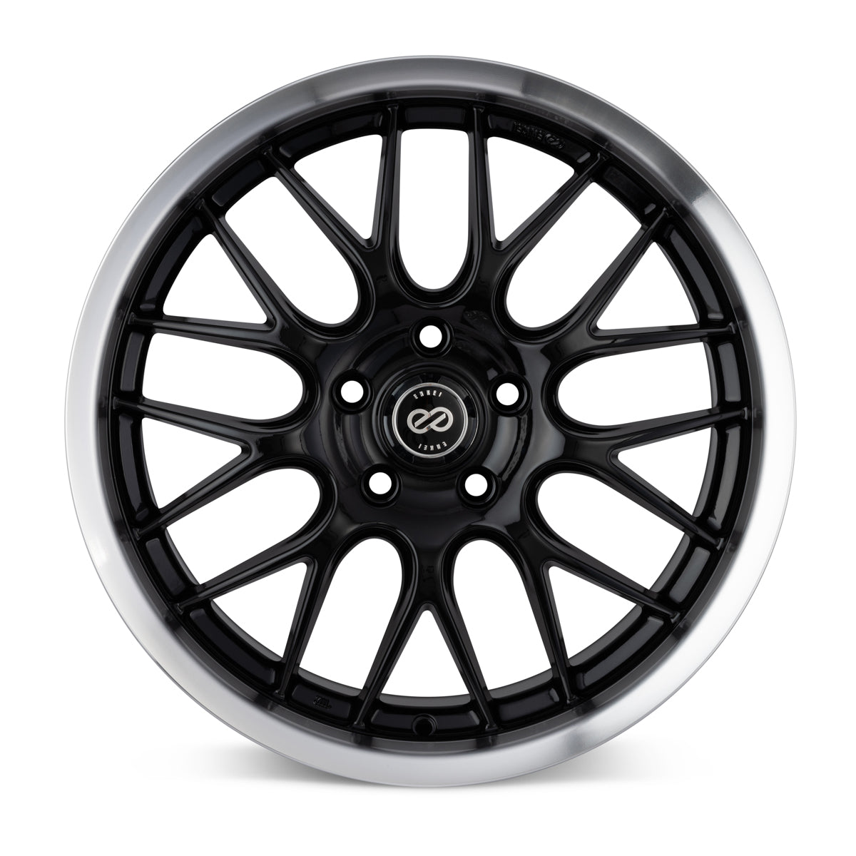 Enkei Lusso 20 x 8.5 40mm Offset 5x120 72.6 Bore Black w/ Machined Lip Wheel - eliteracefab.com