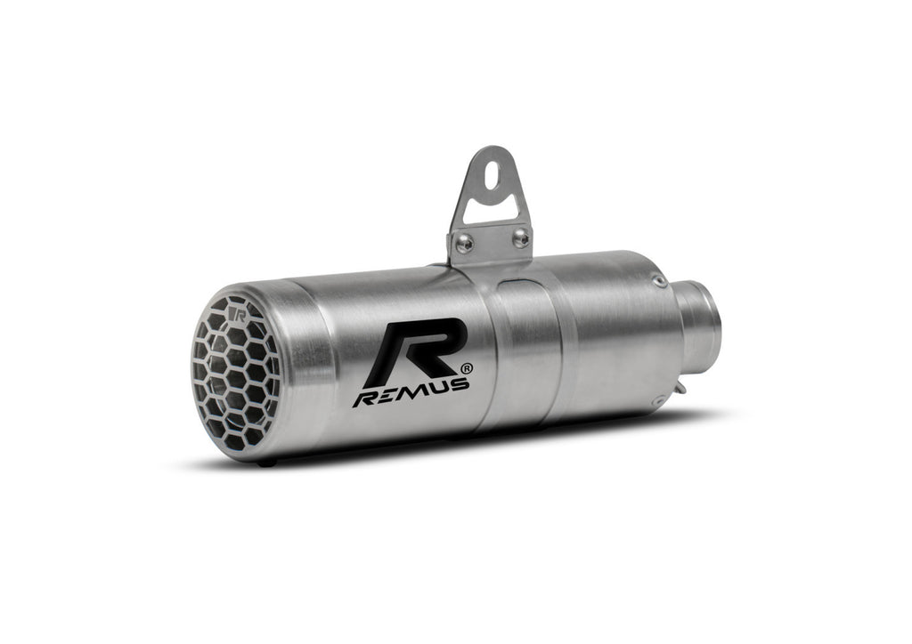 Remus 2021+ KTM 125 Duke (Euro 5) Mesh Brushed Stainless Steel Race Slip On w/ Connection Tube - eliteracefab.com