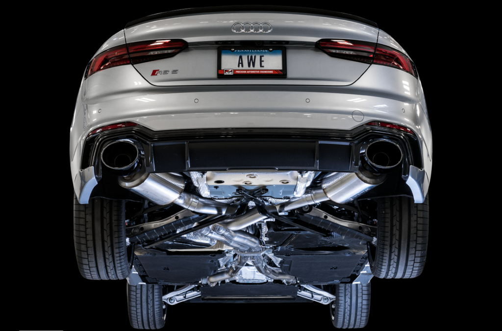 AWE Tuning Audi B9 RS 5 Sportback Touring Edition Exhaust-Non Resonated- Diamond Black RS Style Tips - eliteracefab.com