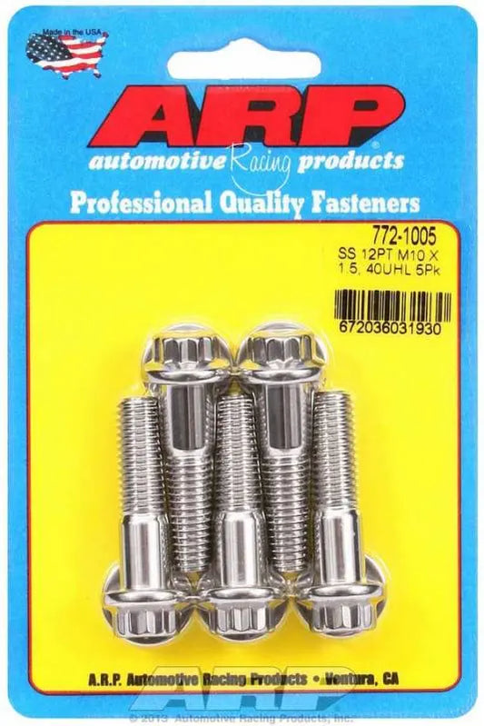 ARP 10 mm x 1.50 Thread Bolt 40 mm Long 12 mm 12 Point Head Stainless - Natural ARP