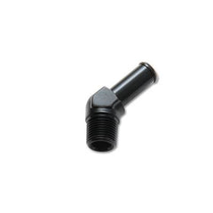 Vibrant -8AN to 1/2in Hose Barb 45 Degree Adapter - Anodized Black.