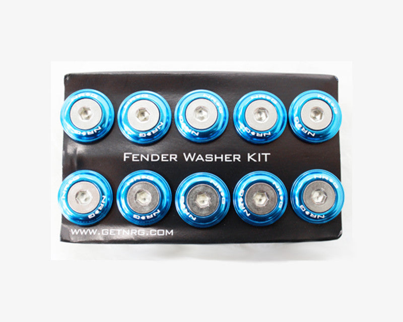 NRG New Blue Fender Washer Kit with Rivets for Metal Universal - eliteracefab.com