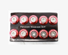 NRG Red Fender Washer Kit with Rivets for Metal Universal