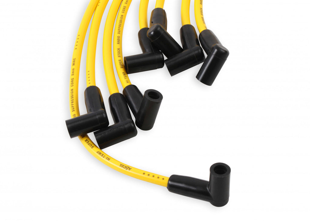 ACCEL Spark Plug Wire Set - 8mm - Yellow with HEI Stock Style Boots - eliteracefab.com