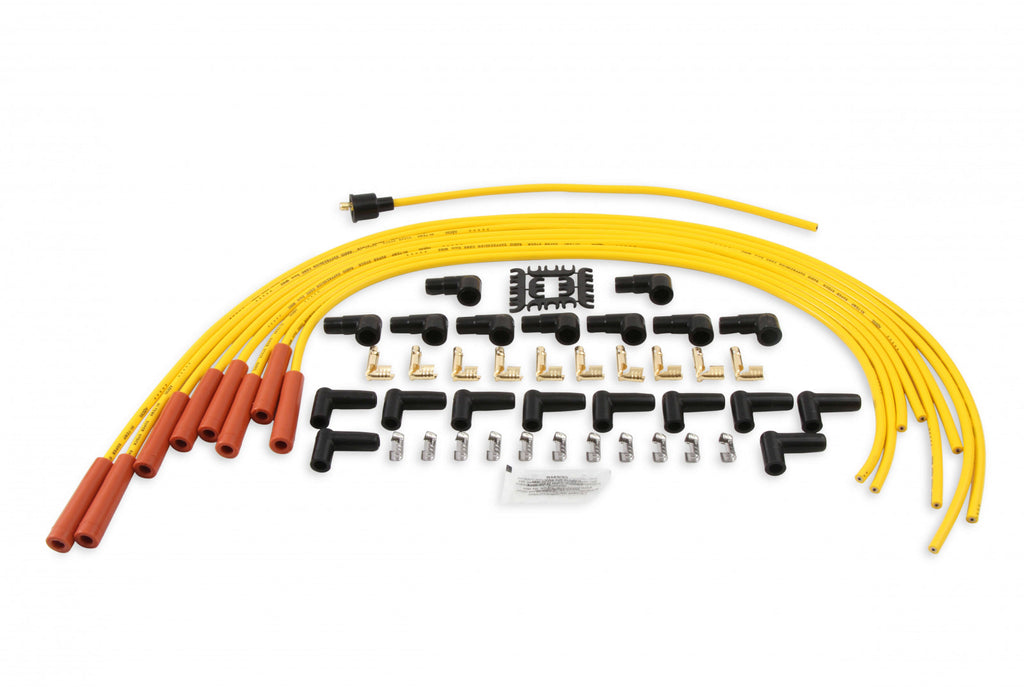 ACCEL Spark Plug Wire Set - 8mm - Yellow with Orange Straight Boots ACC-24040 - eliteracefab.com