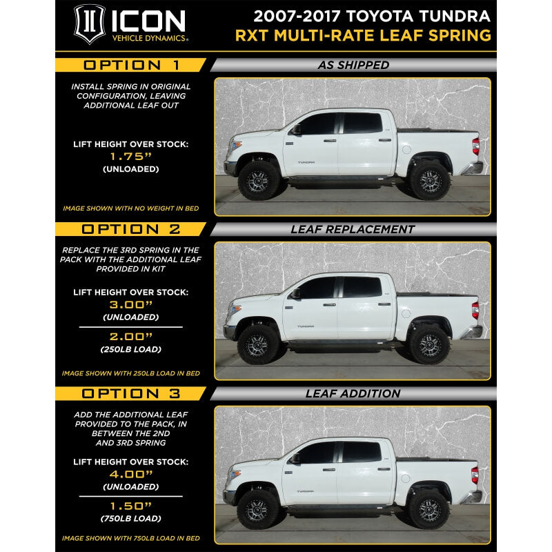 ICON 2007+ Toyota Tundra Rear Leaf Spring Expansion Pack Kit - eliteracefab.com