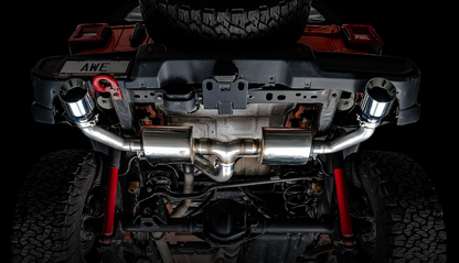 AWE Tuning 2018+ Jeep Wrangler JL/JLU Tread Edition Axle-Back Dual Exhaust - Diamond Black Tips - eliteracefab.com