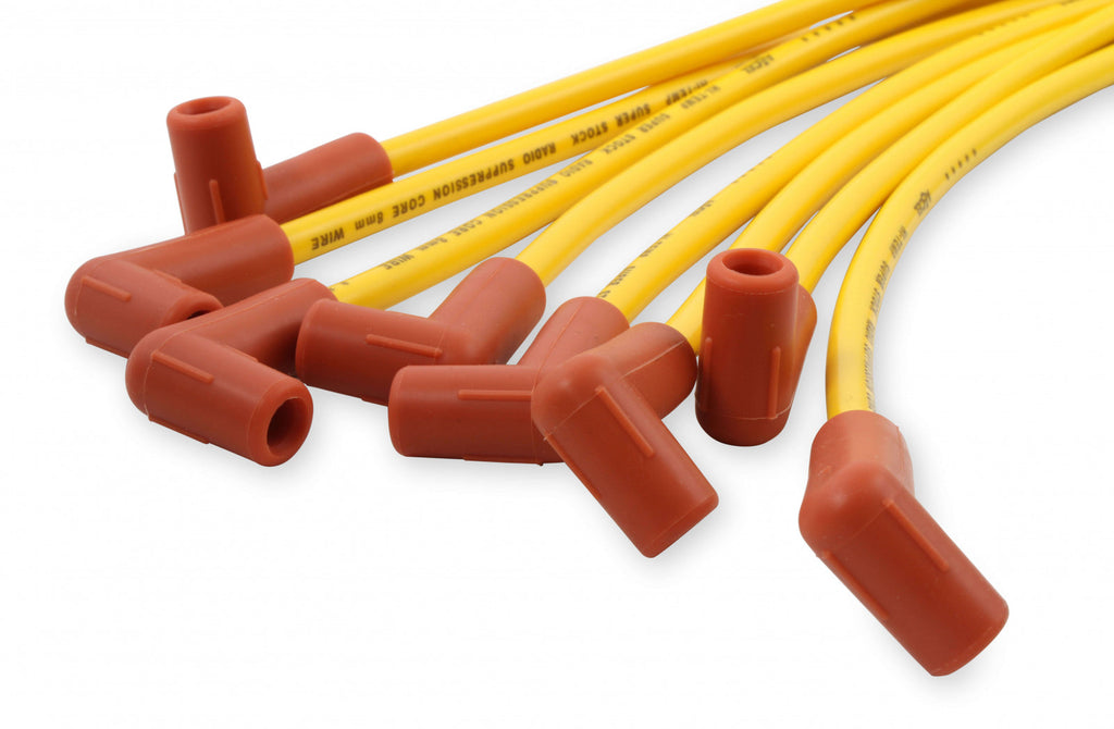 ACCEL Spark Plug Wire Set - 8mm - Yellow with Orange 90 Deg Boots - eliteracefab.com