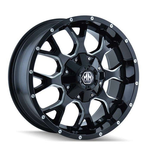 Mayhem 8015 Warrior 20x9 / 6x135 BP / 18mm Offset / 106mm Hub Black w/ Milled Spokes Wheel