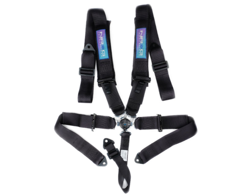 NRG SFI 16.1 5Pt 3 Inch Seat Belt Harness w/Pads Cam Lock Black - eliteracefab.com