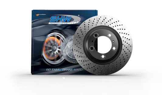 SHW 09-13 Porsche 911 Turbo w/Center Lock Whl w/o Ceramic Brake Right Rear Drilled-Dimpled MB Rotor - eliteracefab.com