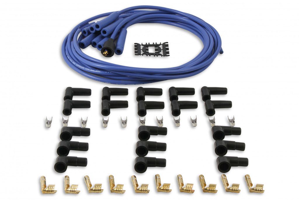 ACCEL Spark Plug Wire Set- 8mm - Blue Wire with Blue Straight Boots - eliteracefab.com