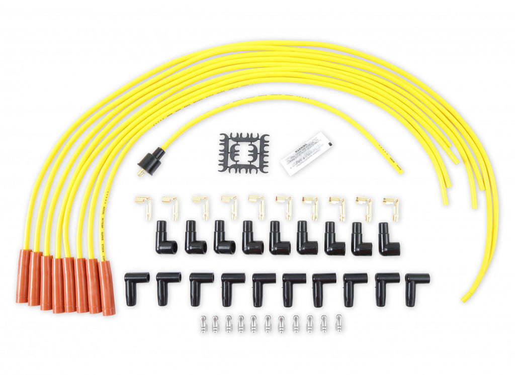 ACCEL Spark Plug Wire Set - 8mm - Yellow with Orange Straight Boots ACC-14038 - eliteracefab.com