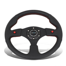 Load image into Gallery viewer, NRG Reinforced Sport Steering Wheel 320mm Dual Button Black Spoke Black Leather - eliteracefab.com