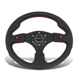 NRG Reinforced Sport Steering Wheel 320mm Dual Button Black Spoke Black Leather - RST-007R