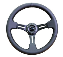 Load image into Gallery viewer, NRG Reinforced Sport Steering Wheel 350mm 3 Inch Deep Black Leather Black Stitching - eliteracefab.com