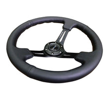 Load image into Gallery viewer, NRG Reinforced Sport Steering Wheel 350mm 3 Inch Deep Black Leather Black Stitching - eliteracefab.com